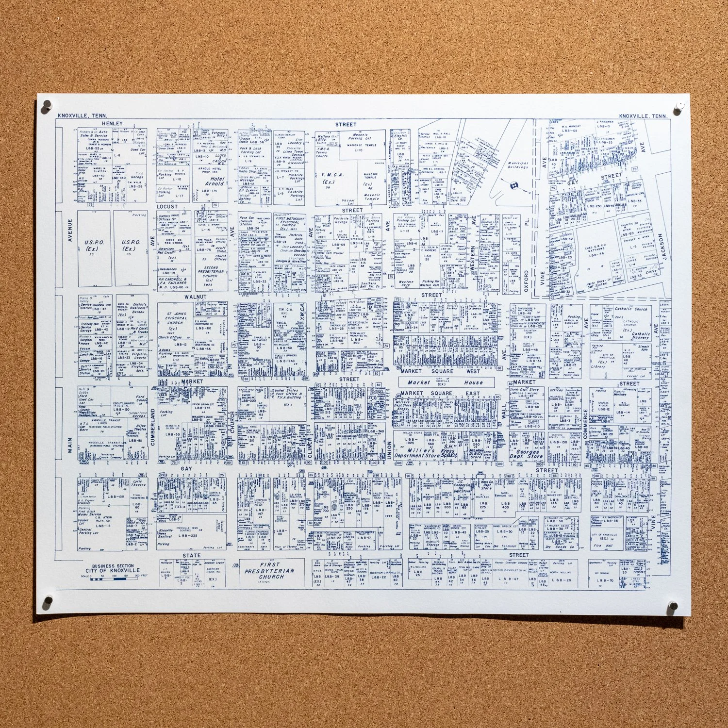 Knoxville Business District Map ~ 1953
