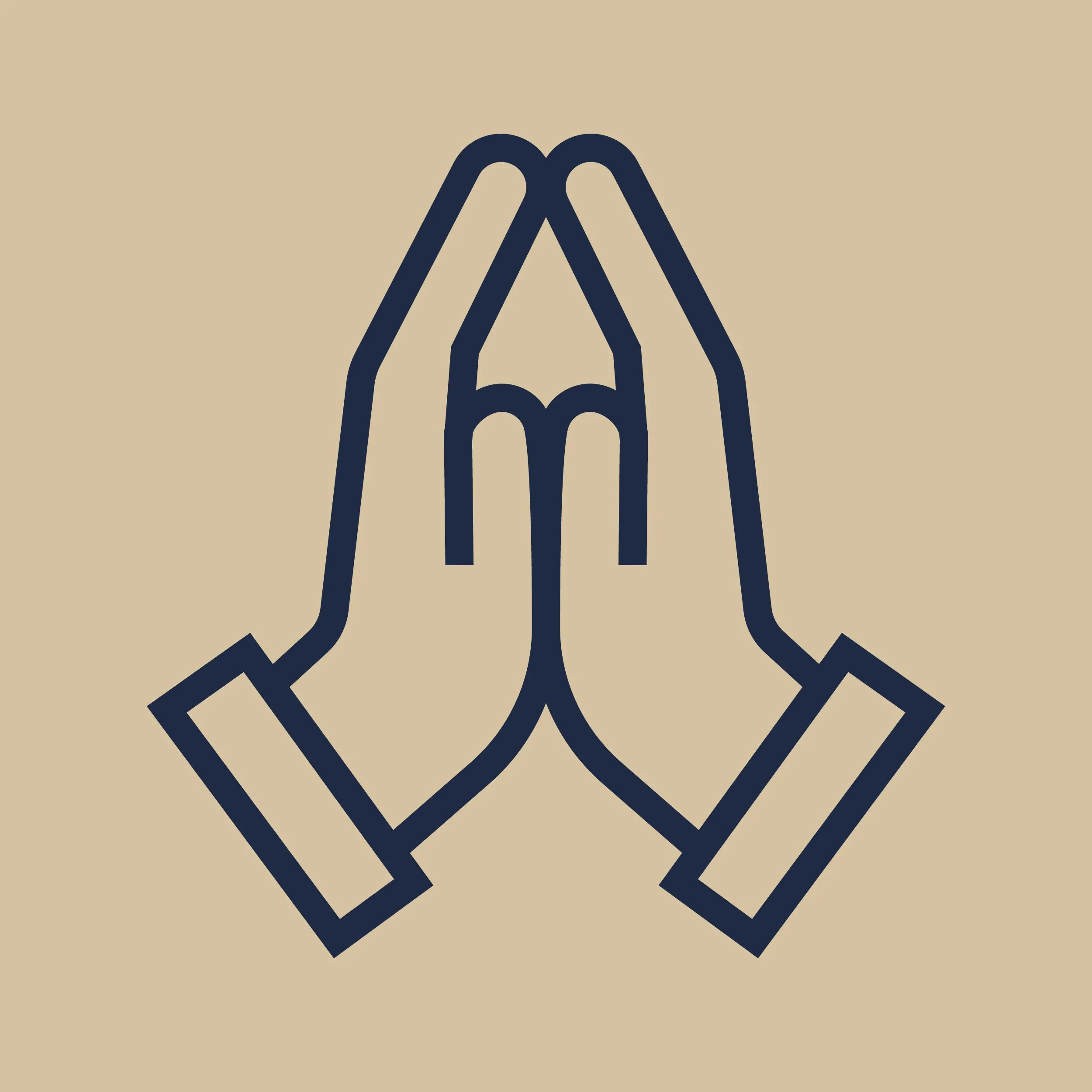 Illustration of two hands pressed together in a prayer or thankfulness gesture.