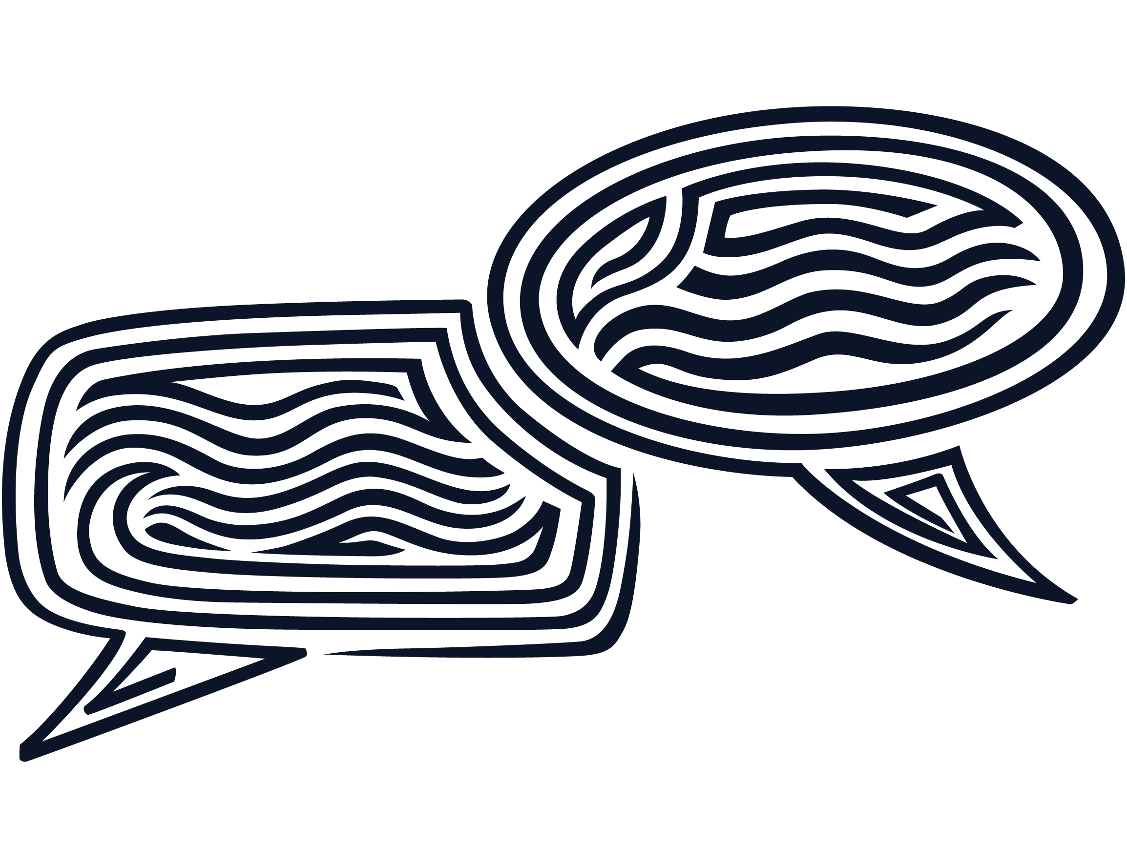 A black and white silhouette of a person sitting on a bench with a dog, looking at the sunset over a body of water.