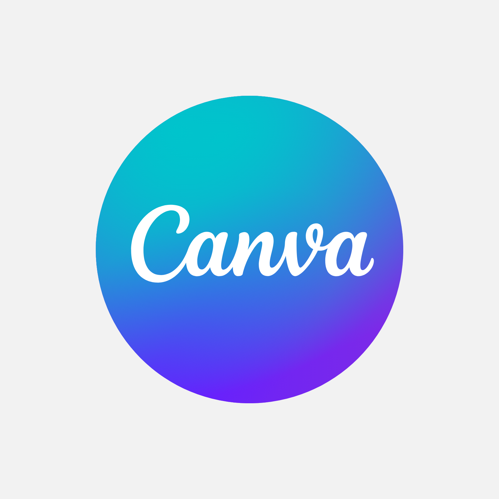 Colorful circular Canva logo with the word 'Canva' written in white cursive font.