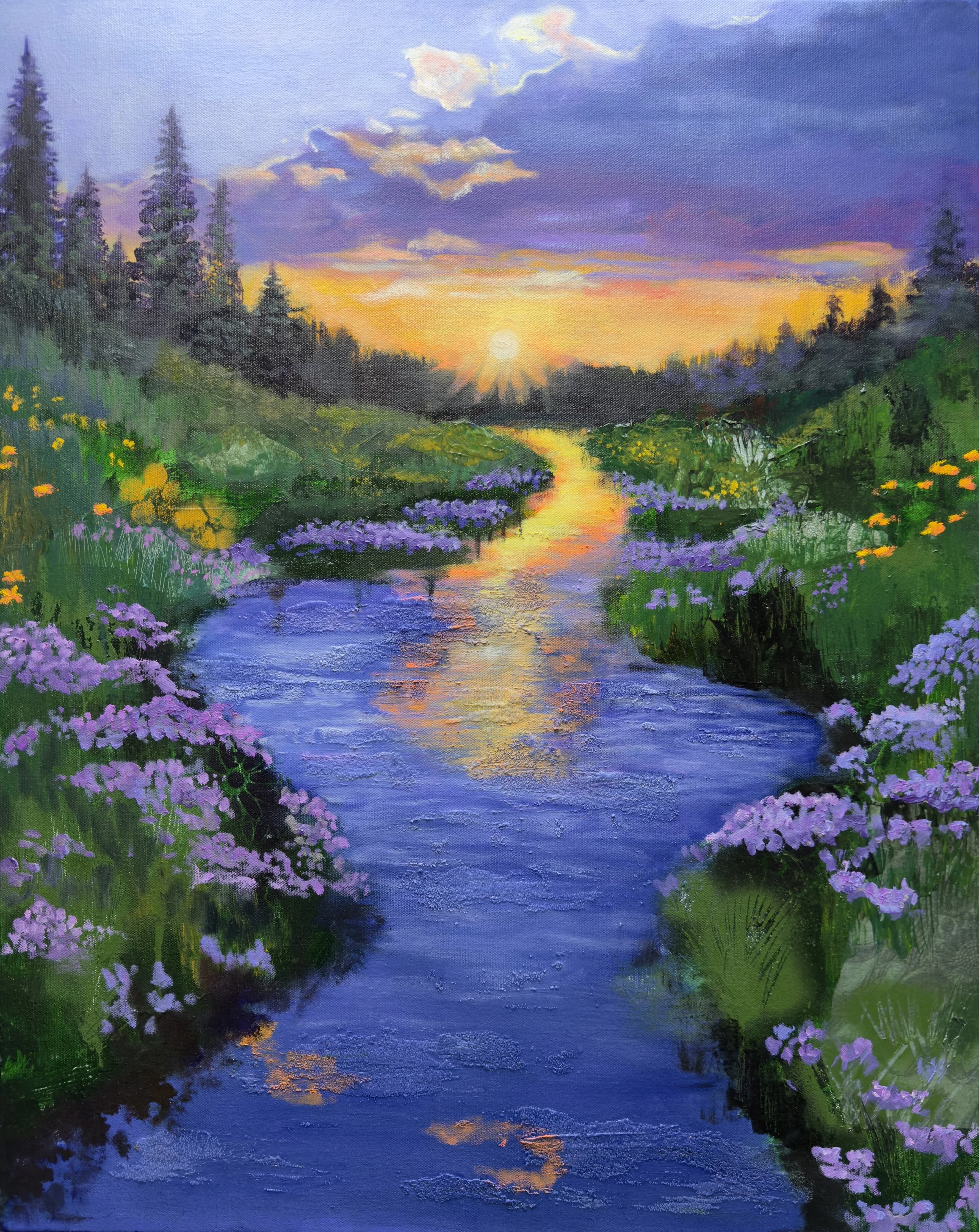 Sunset Oasis 24x30 Original Painting