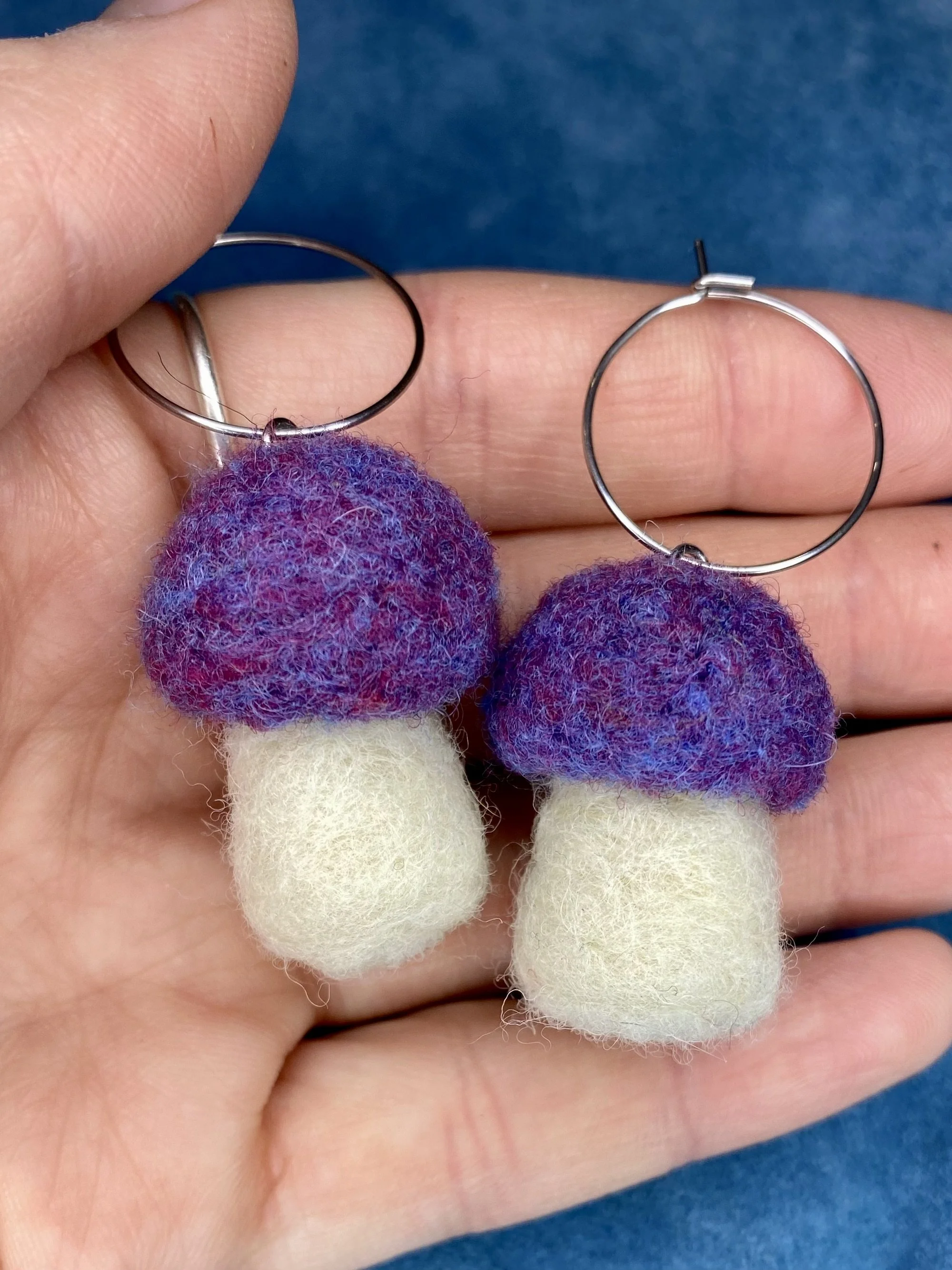 Purple/pink mushroom earrings