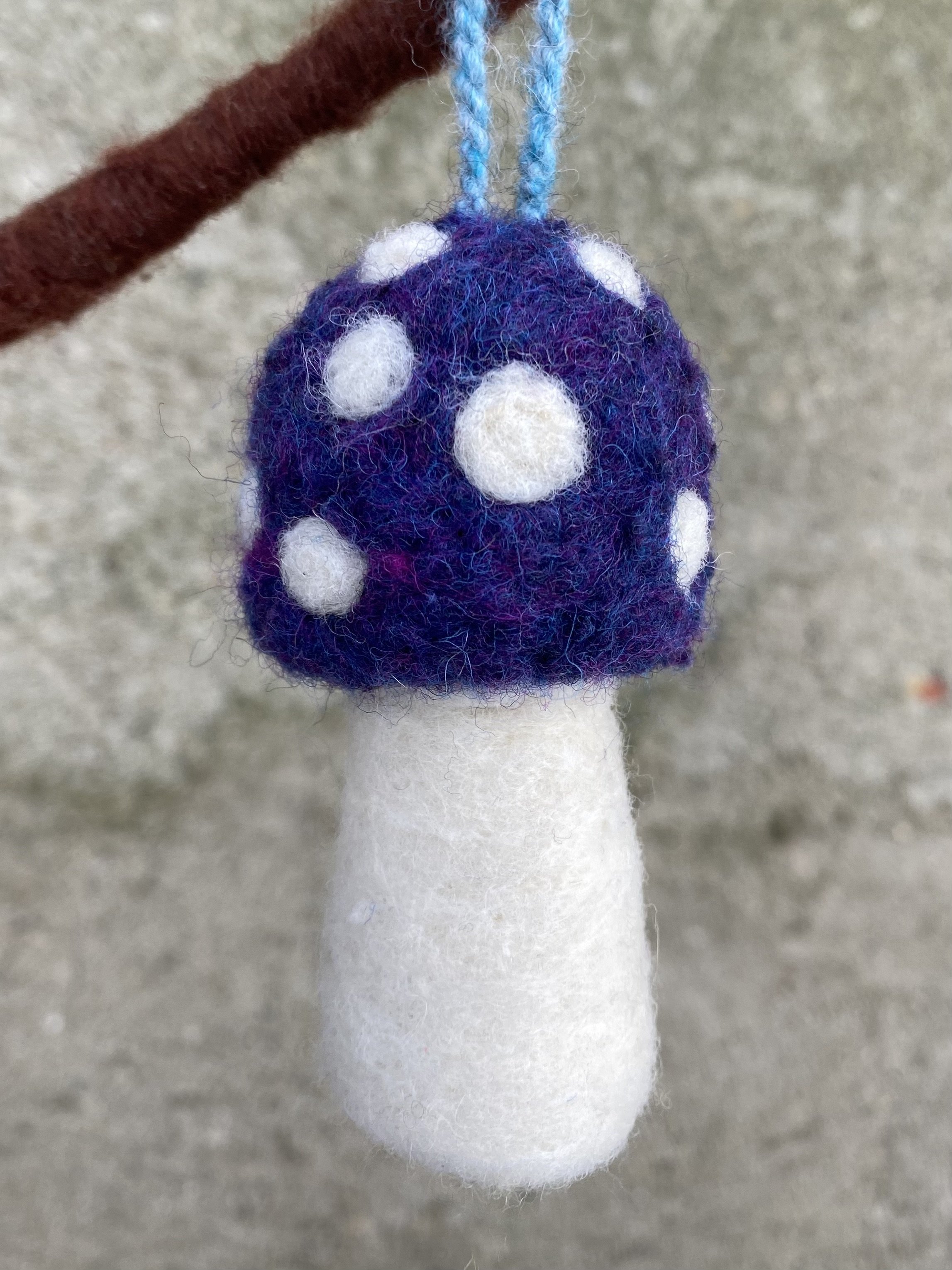 Deep purple mushroom ornament
