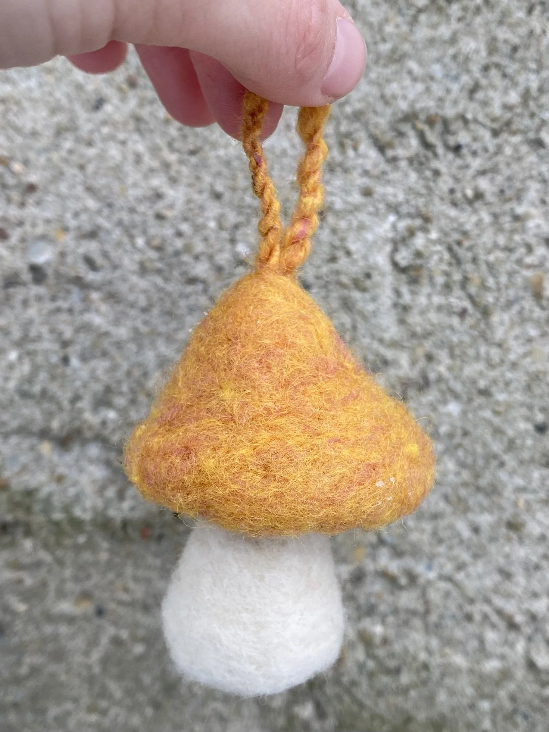Yellow mushroom ornament