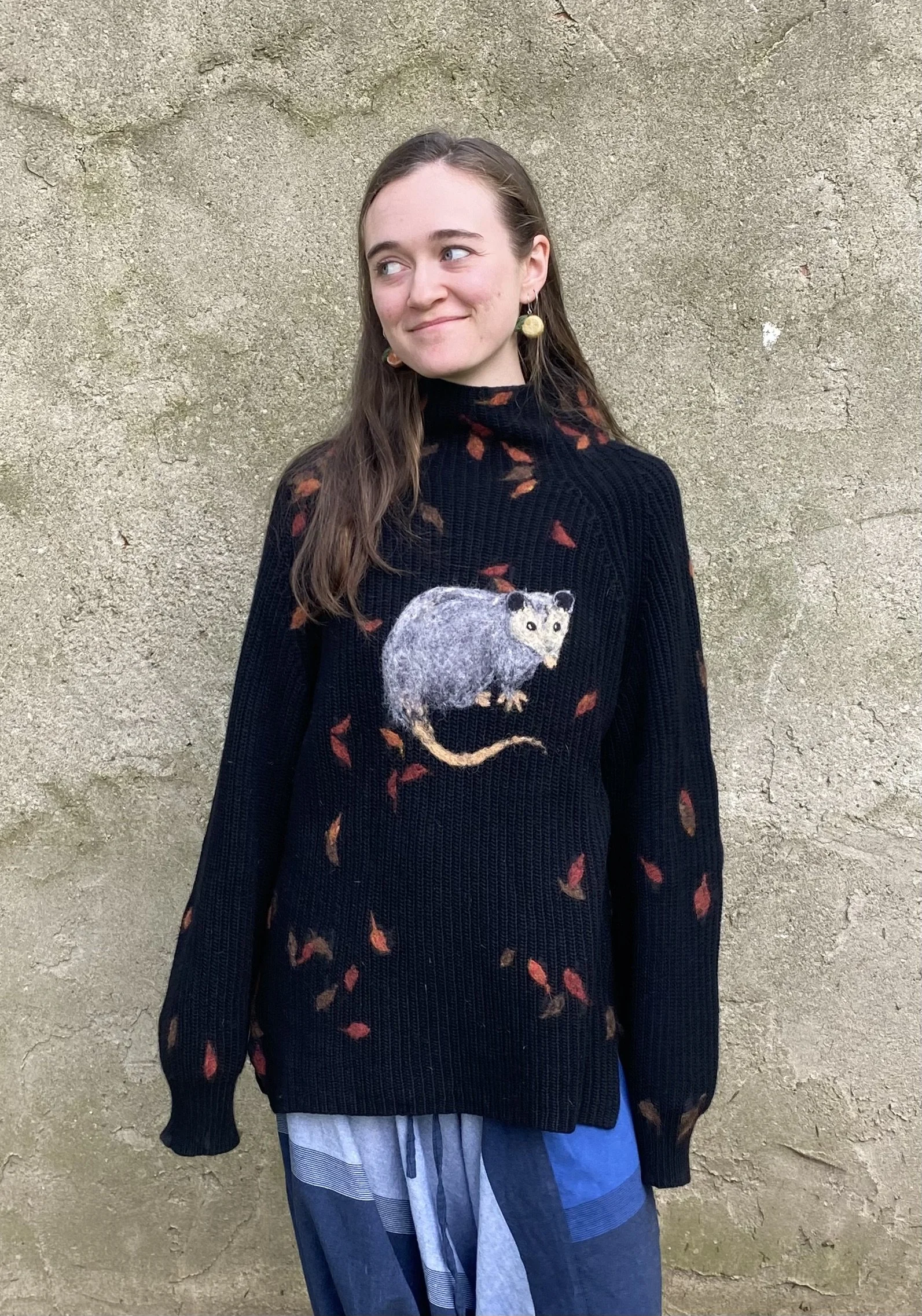 Visible mending with felted leaves, online class!