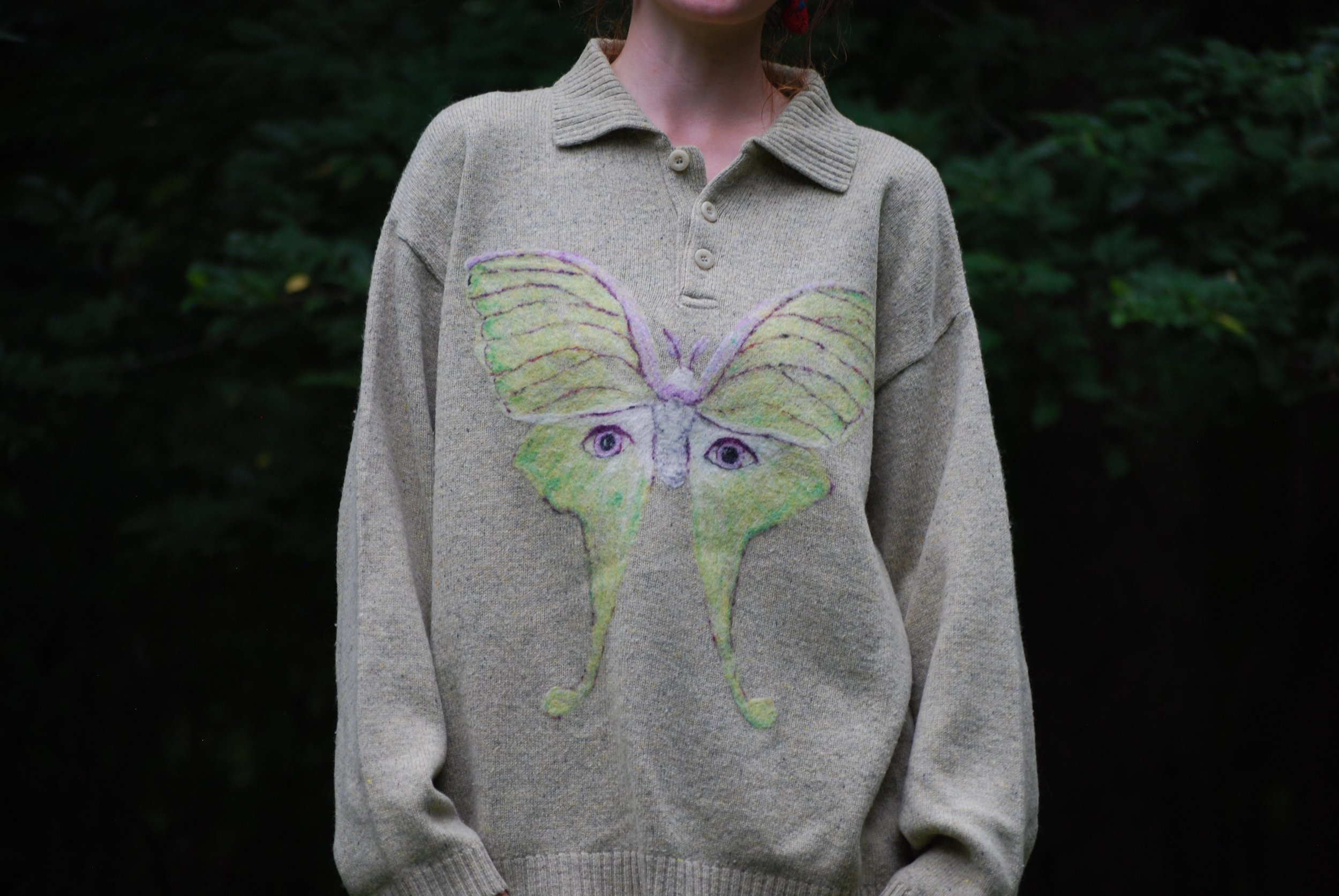 Luna Moth With Eyes sweater