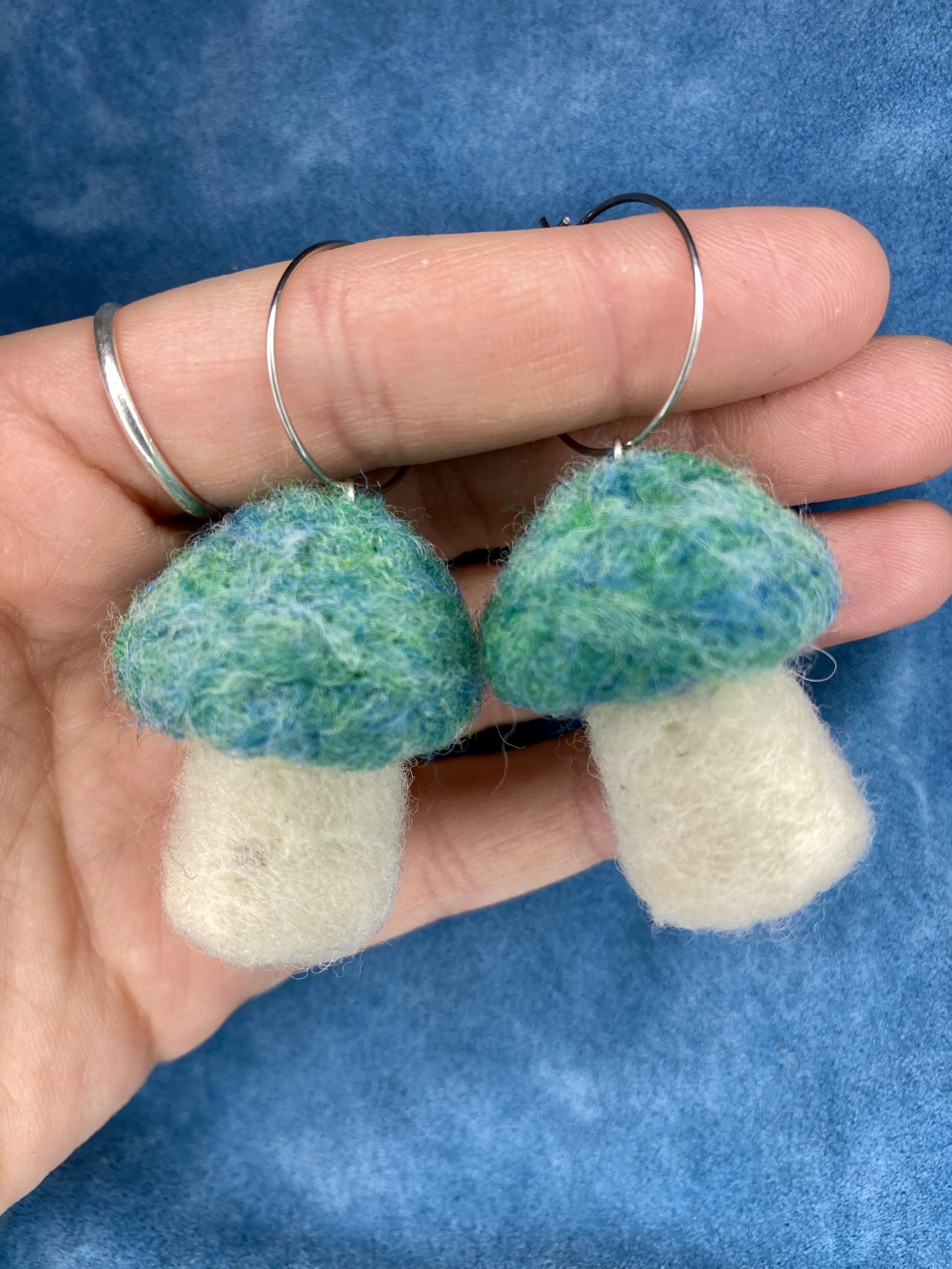 Big turquoise mushroom earrings