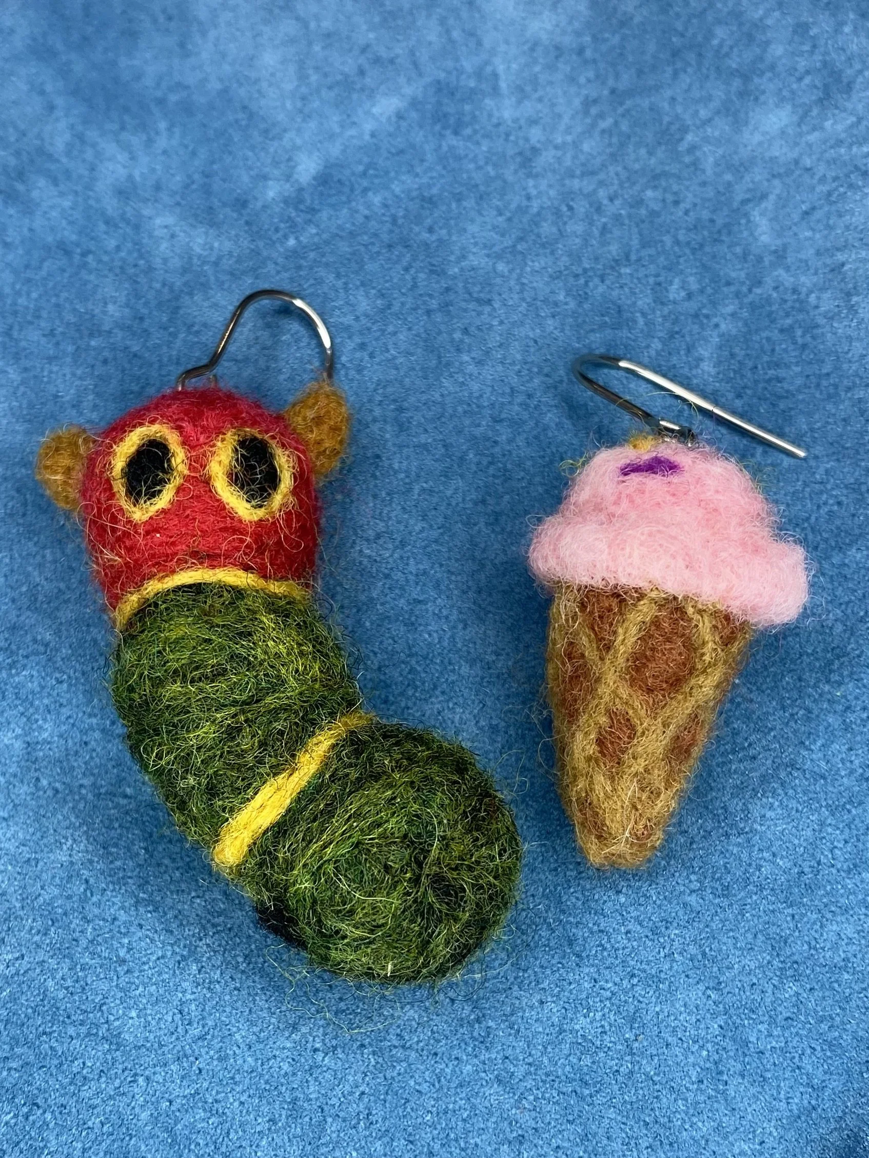 Caterpillar and ice cream earrings