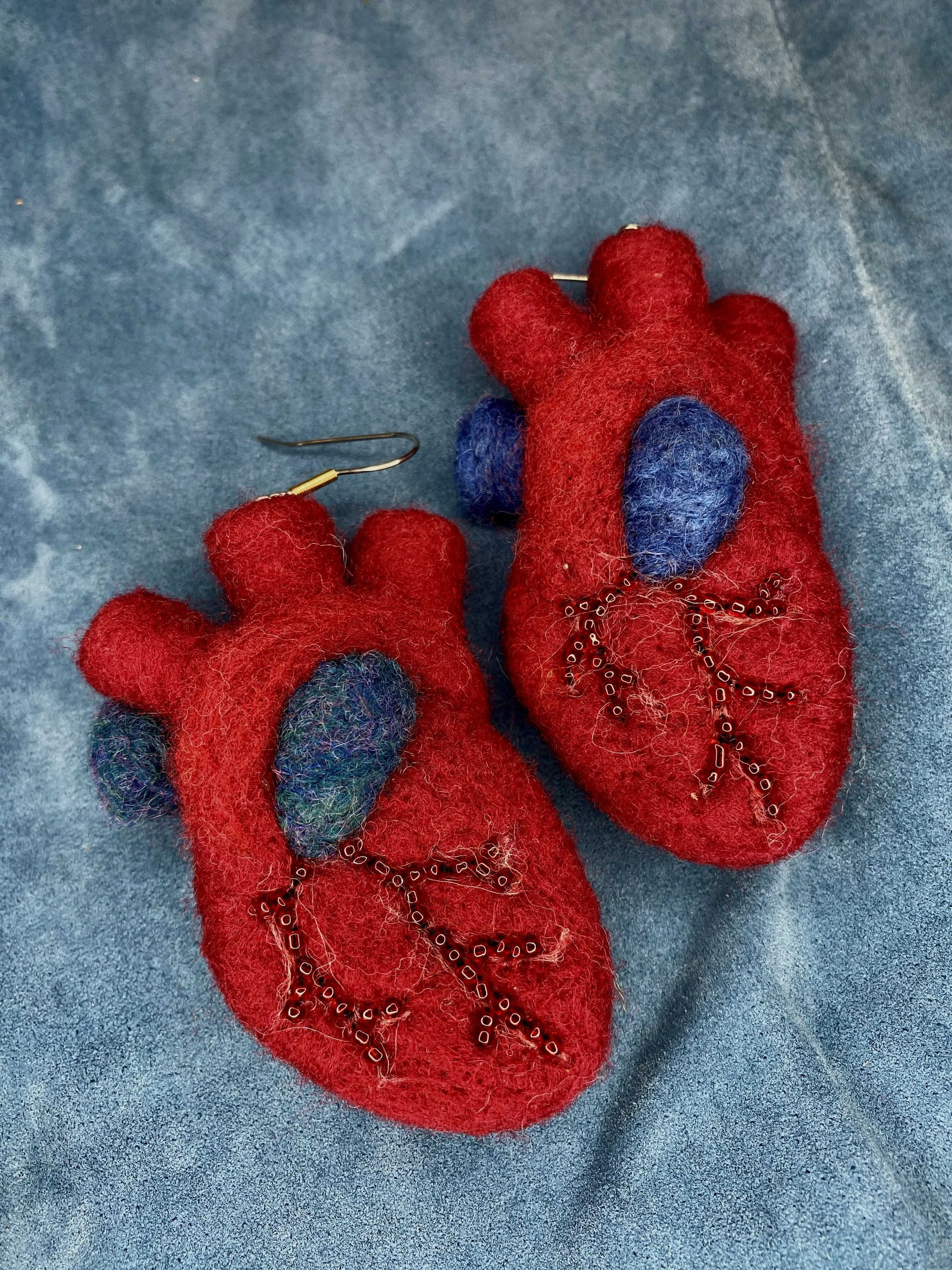 Huge anatomical heart earrings