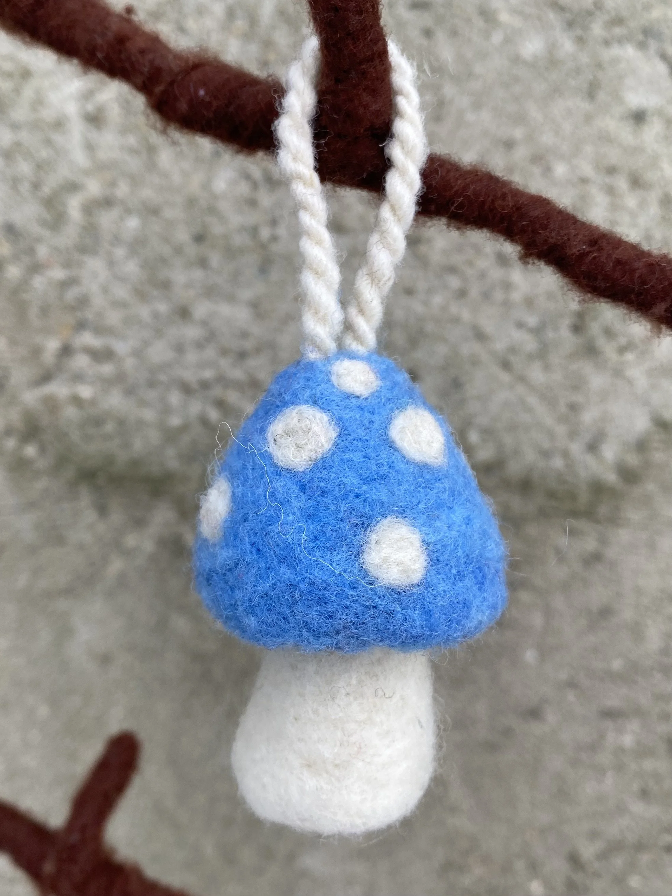 Light blue mushroom ornament