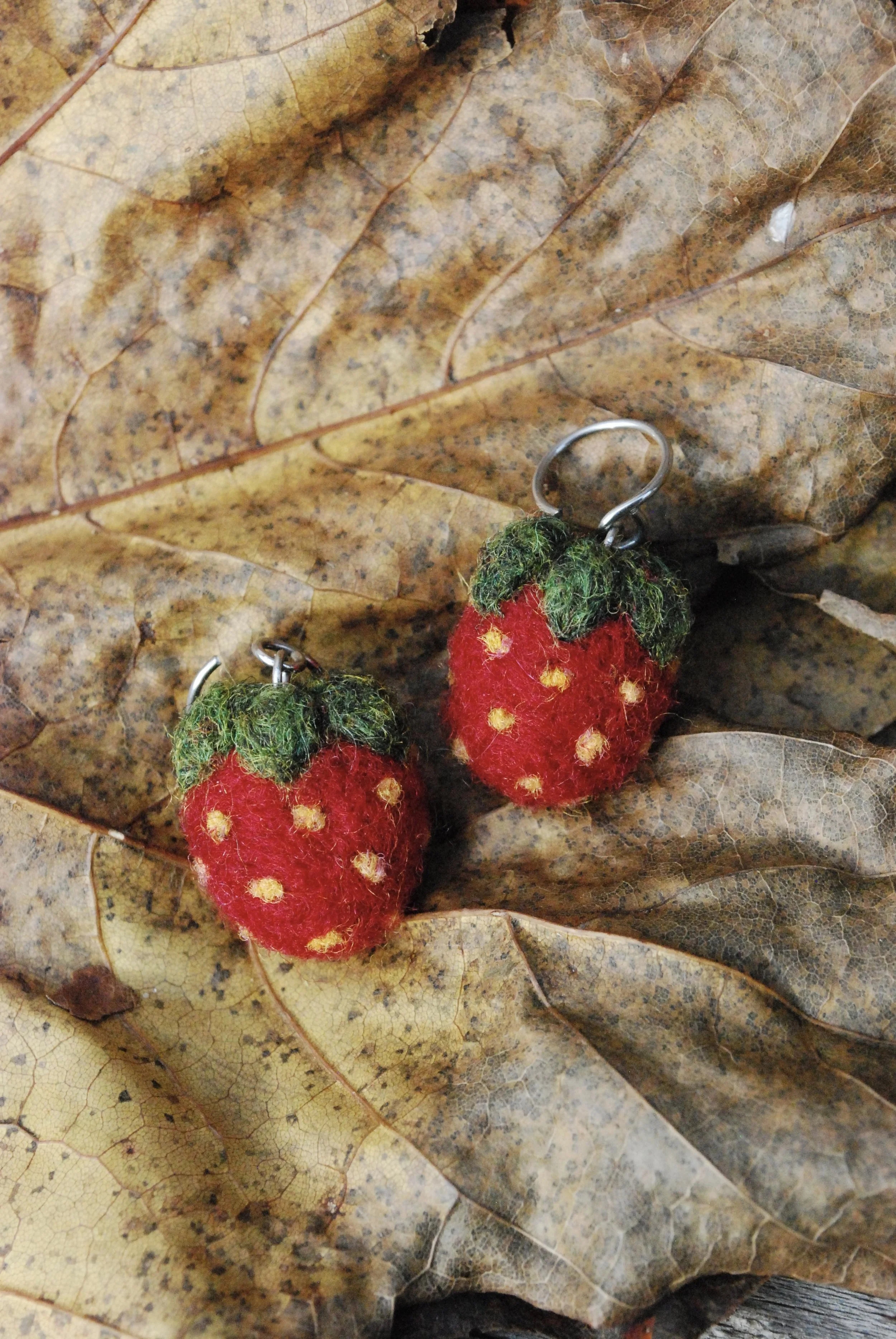 Small strawberry earrings
