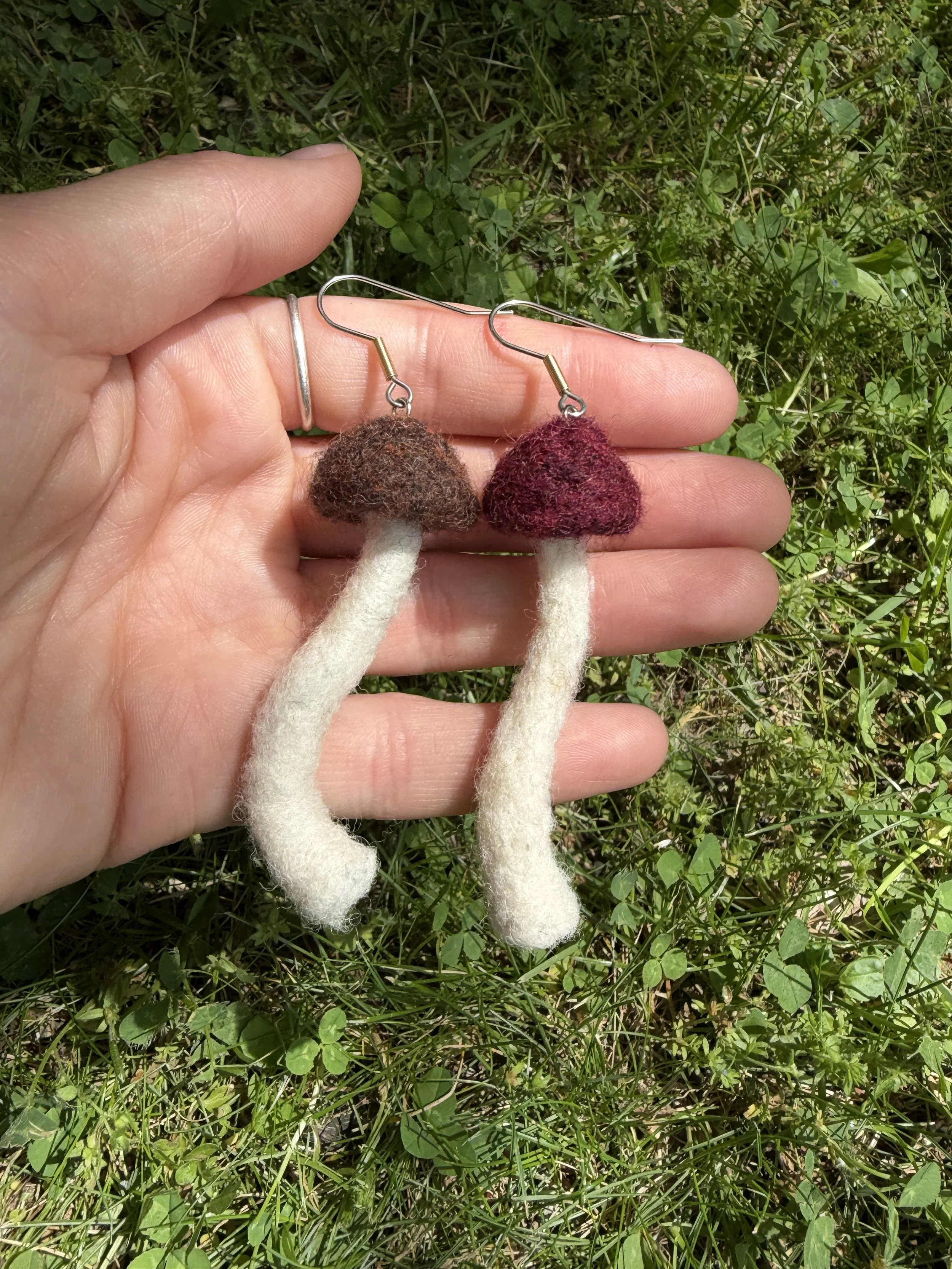 Long stem mushroom earrings