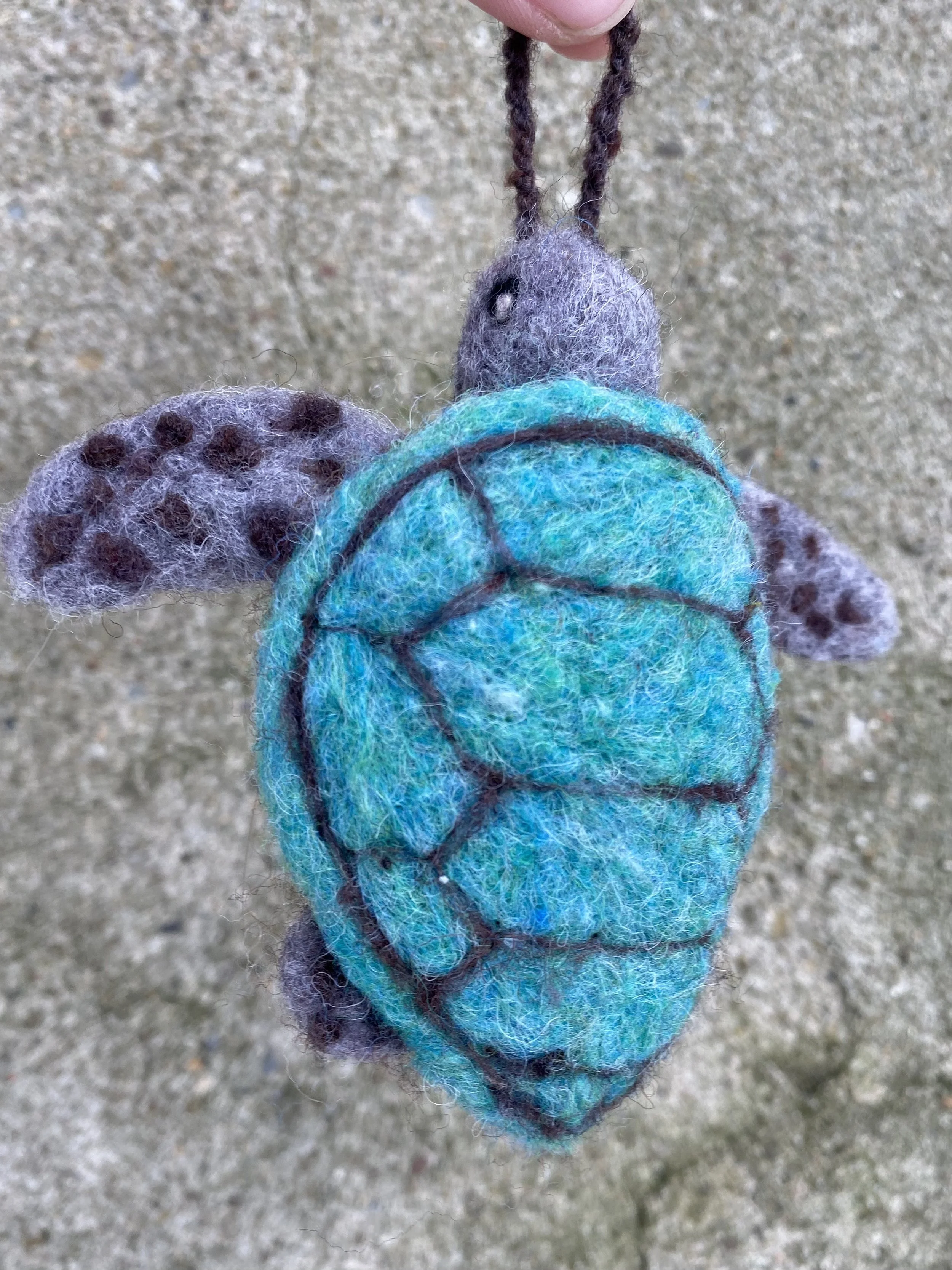 Grey and turquoise sea turtle ornament