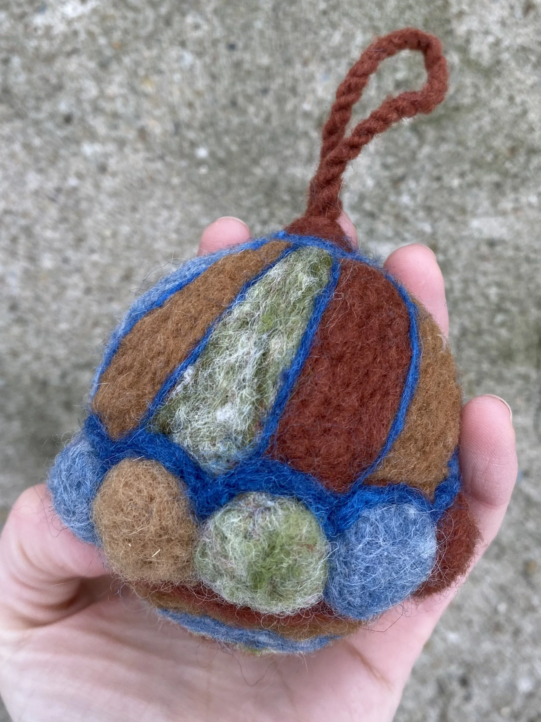 Ball ornament blue, green and brown