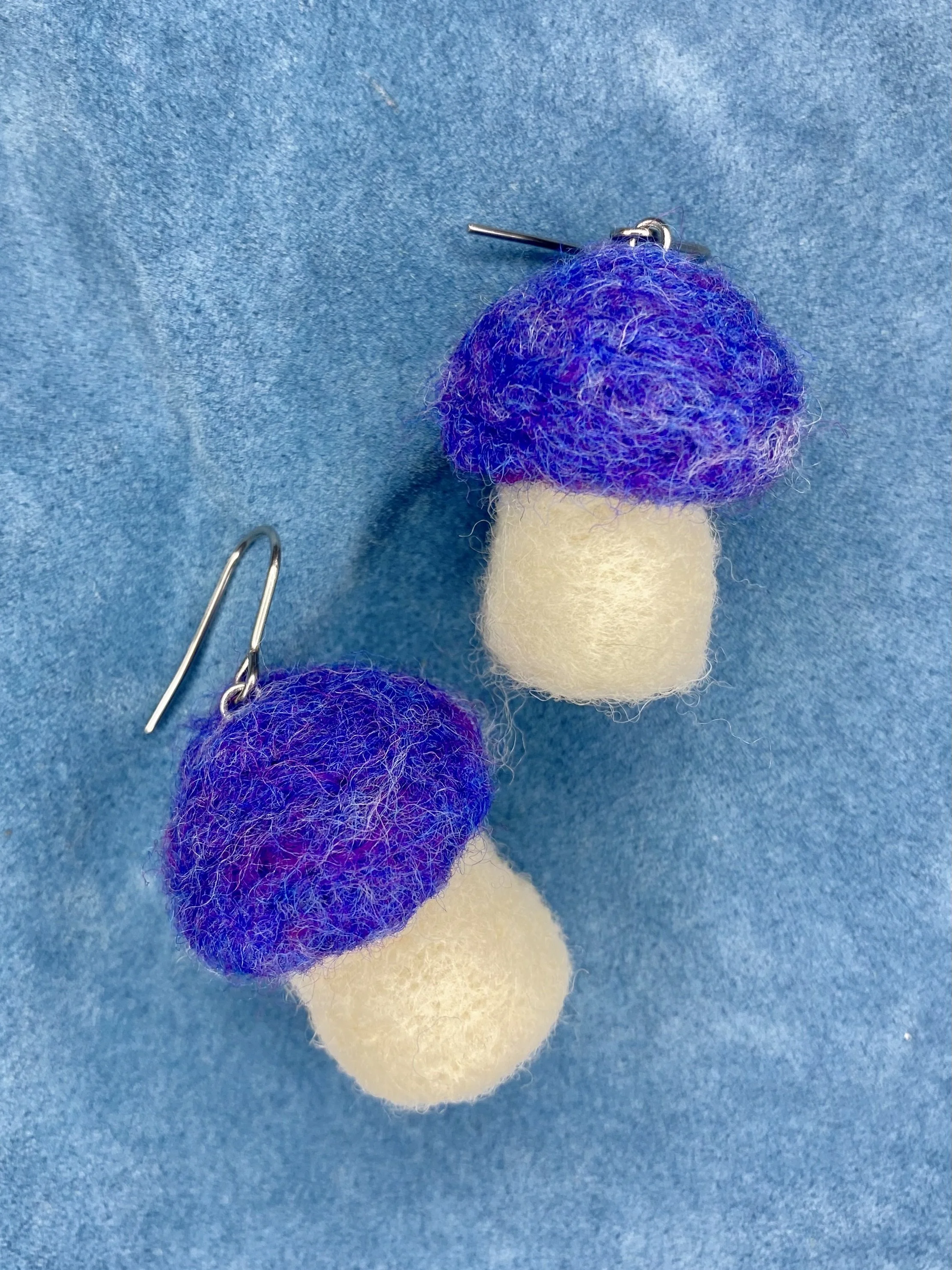 Dark purple/blue mushroom earrings