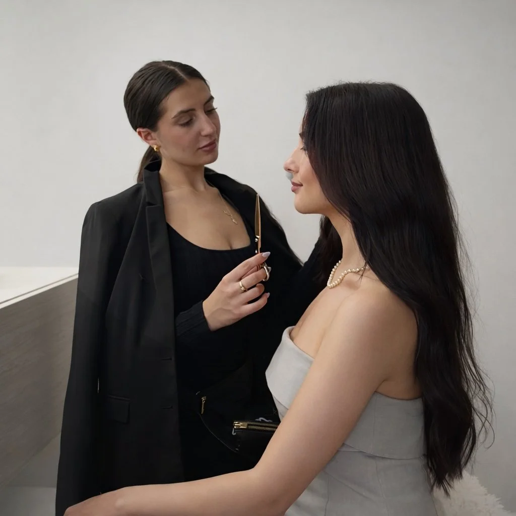 Mya Valvasori, owner of Angelina Extensions, completing the final touches of a Volume and Length extension installation.