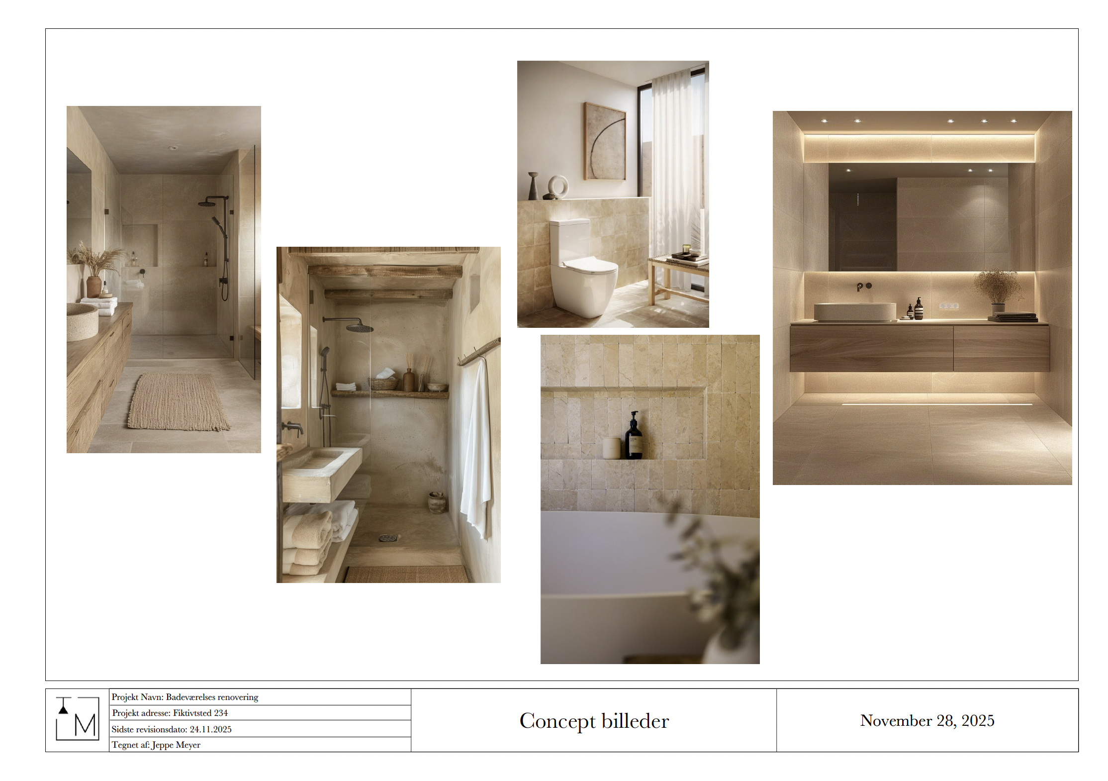 Collage of six bathroom interior design images featuring natural neutral tones, modern fixtures, and minimalist aesthetics.
