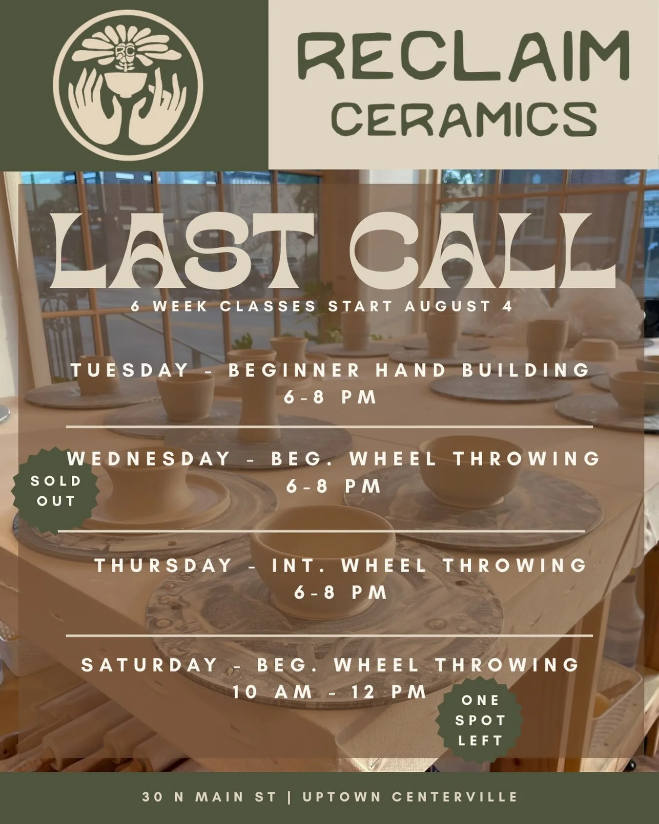 📣Last Call for the upcoming round of 6 Week Classes 📣
Registration closes 6 hours before the start of the first class. 
But don&rsquo;t wait until the last minute - You never know when the class you want might fill up!
We can&rsquo;t wait to see y&