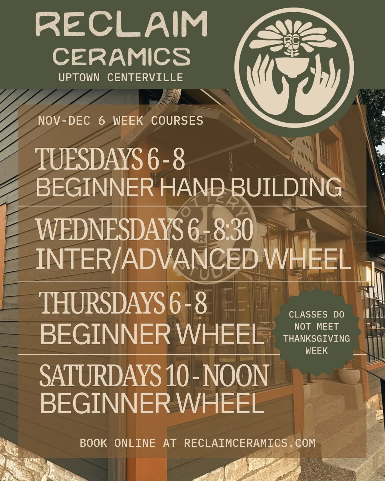 More classes have just been added to the November and December calendar!
This is your last chance to get into your new favorite hobby in 2026!
Some classes fill up quick, so don&rsquo;t delay. 
Psst&hellip; We will be adding one more holiday hand bui