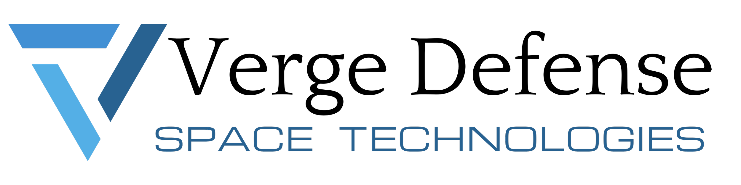 Logo of Space Technologies featuring a stylized blue and black geometric spacecraft symbol next to the company name in blue text.