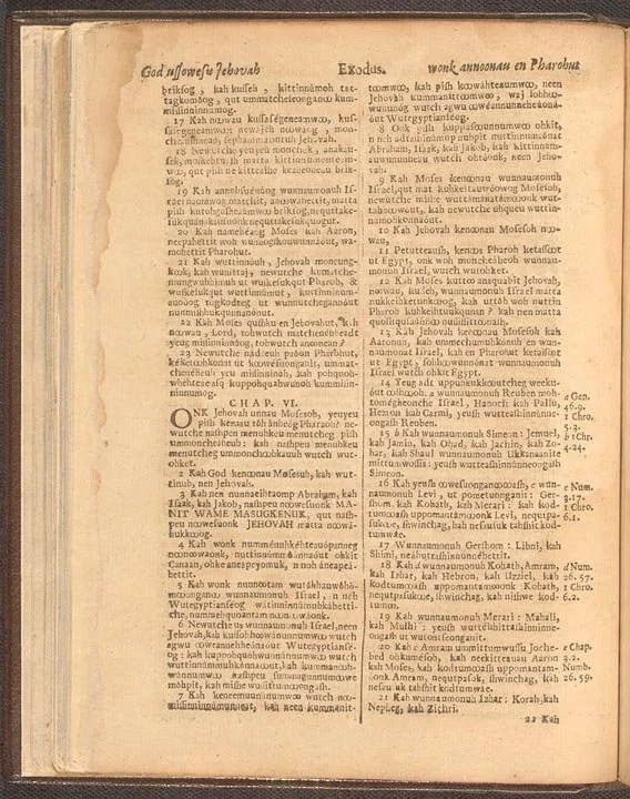 July 2, 1752 - First Bible Printed for the Algonquian People