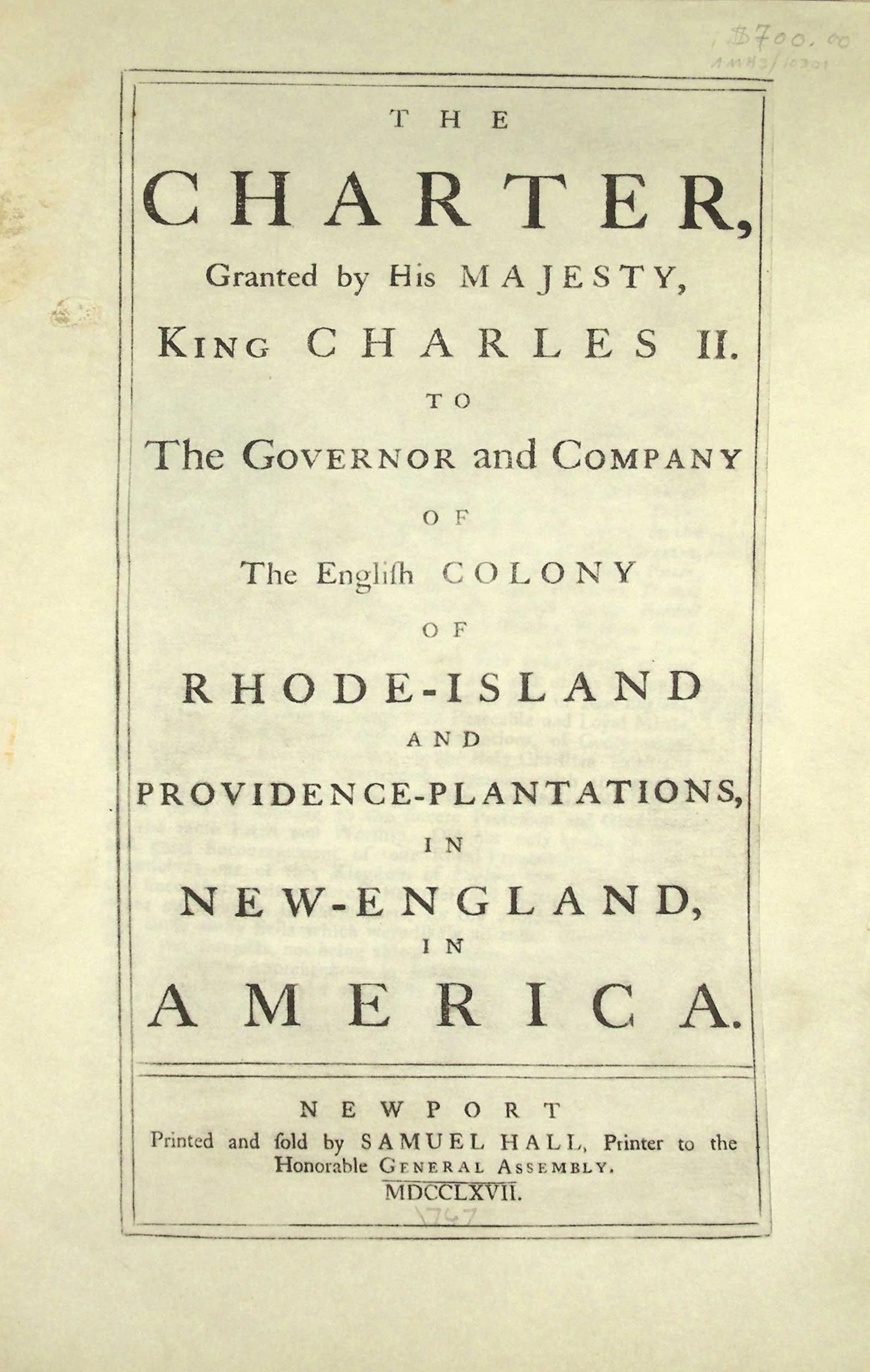 July 8, 1663 - Rhode Island Colony Chartered