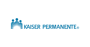 Kaiser Permanente logo with blue text and symbol of three abstract people next to the name.