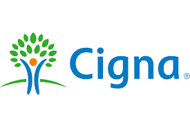 Cigna logo with stylized green and blue tree and text 'Cigna'