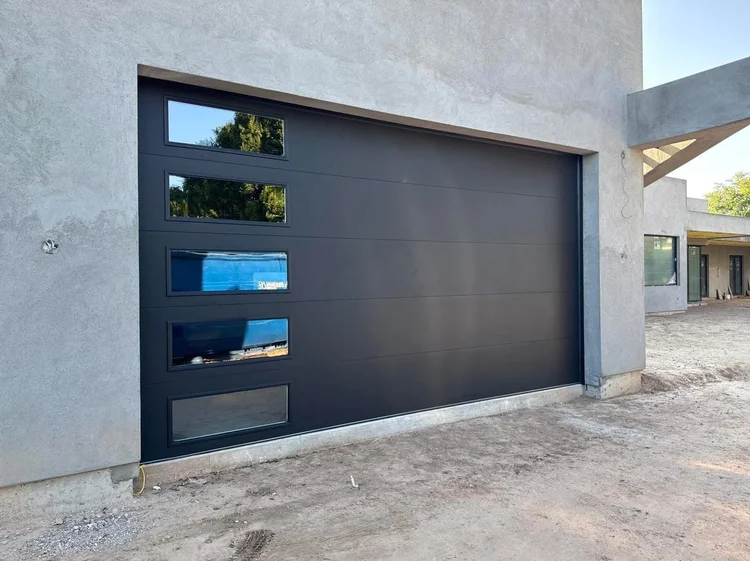 Residential home with garage door