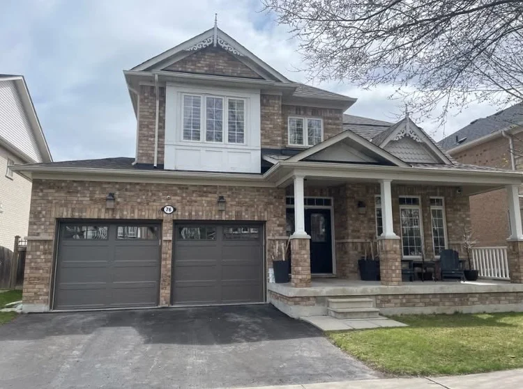 Residential home with garage door