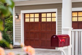 Close-up of a residential garage door , luxreen garage door options. get ready for new garage door replacement