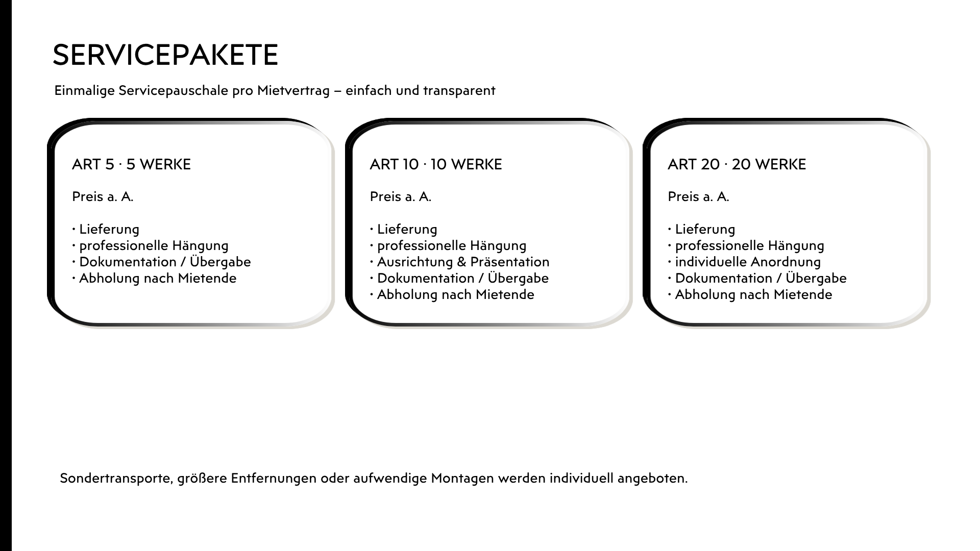 Servicepakete für Kunstvermietung