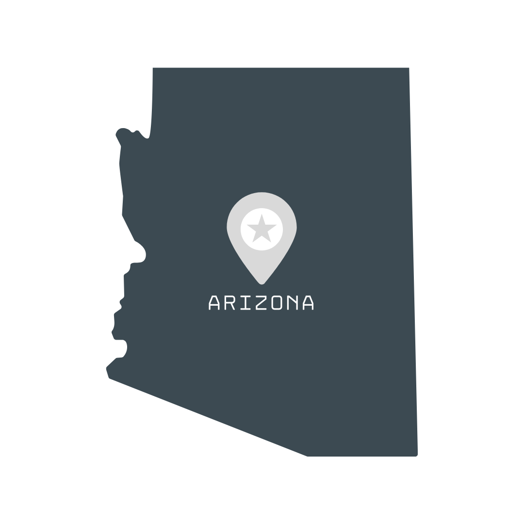Map of Arizona with location marker for virtual nutrition counseling.
