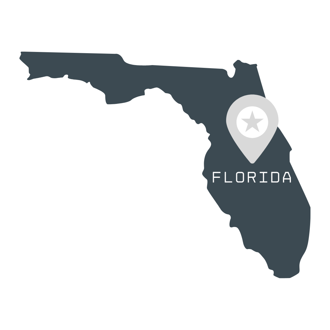 Map of Florida with location marker for virtual nutrition counseling