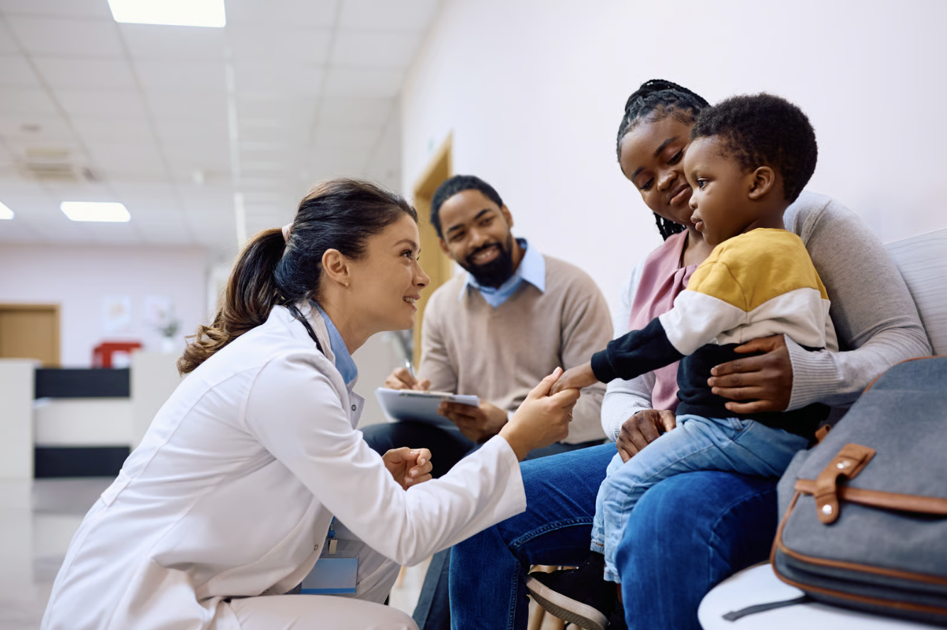 Family talking with nurse.