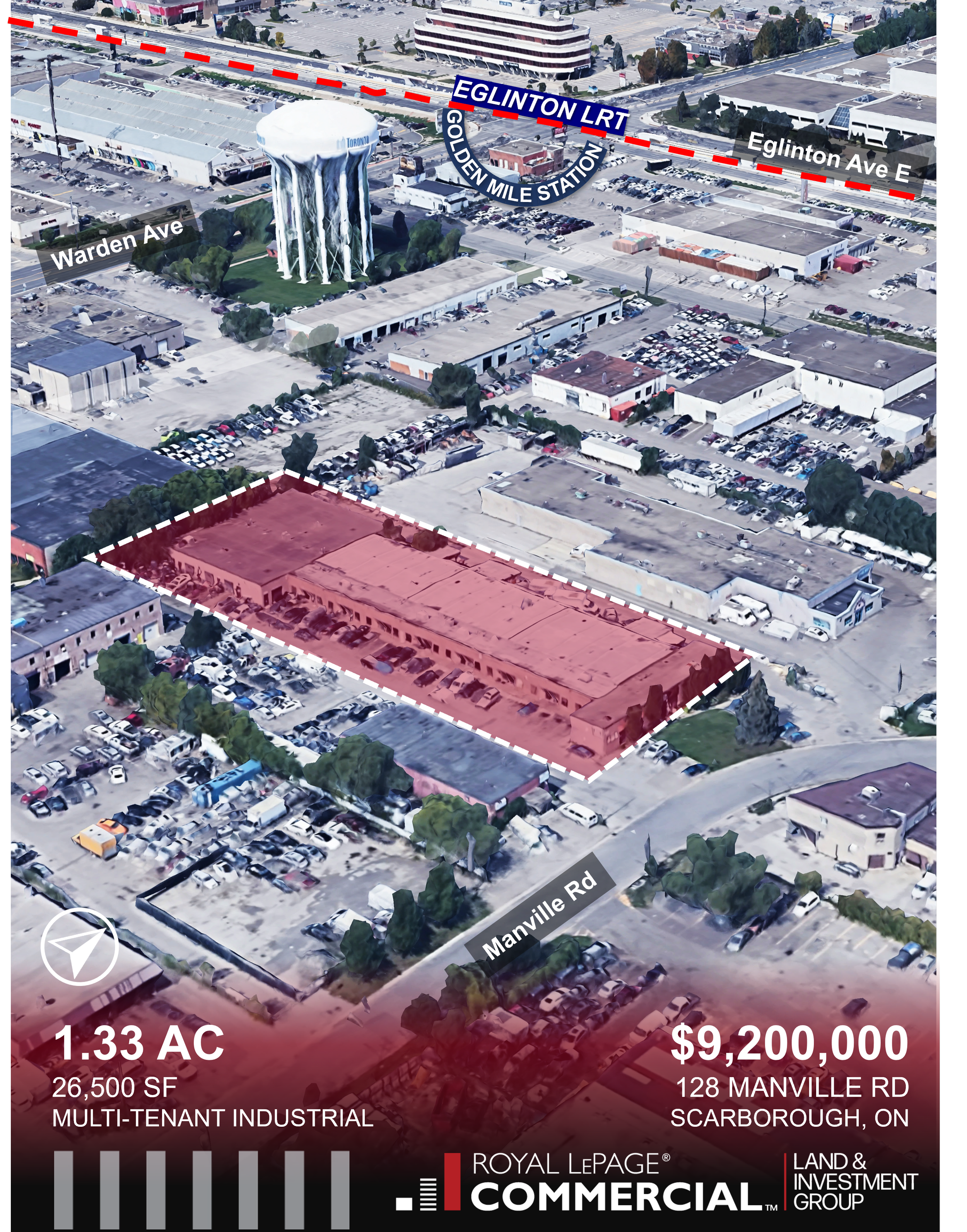 Prime functional multi-tenant industrial property in Scarborough, Ontario. In Golden Mile Regeneration Area, near Eglinton Ave E and Warden Ave.