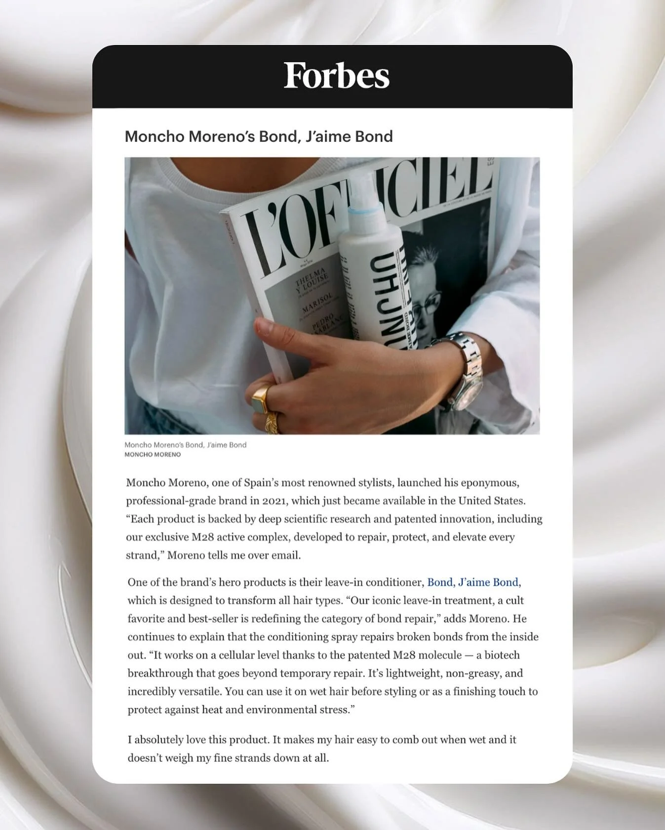 Client Editorial ✨
@monchomoreno featured in @forbes for his cult-favorite product Bond, J’aime Bond — now available in the U.S.
