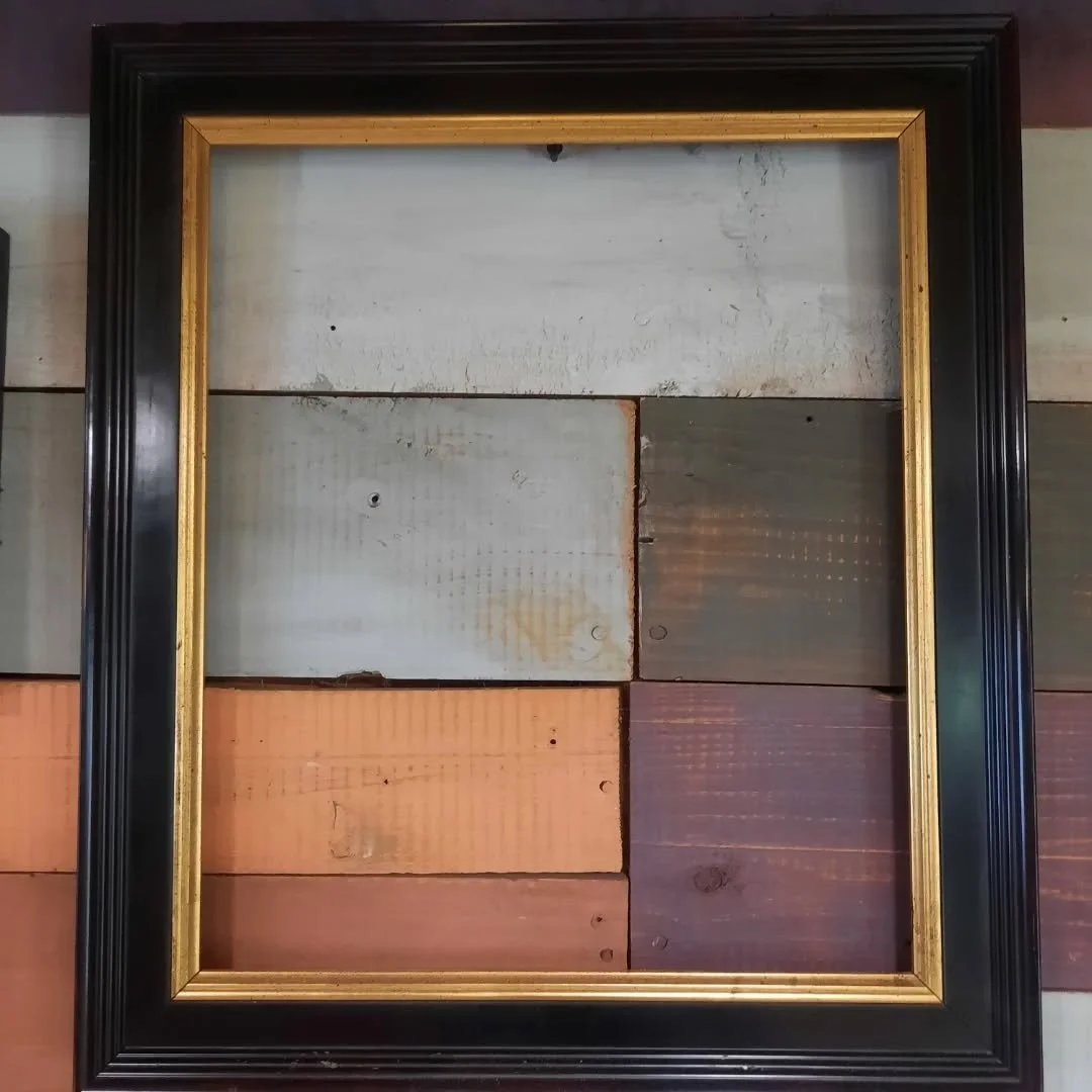 A few things on the wall (no sale.) The first one is a 16x20 I picked up to use from a thrift shop. I like the profile and will have the mill copy it. It will become a standard lower end frame for the shop. 2nd in a prototype I like- a stained oak pa