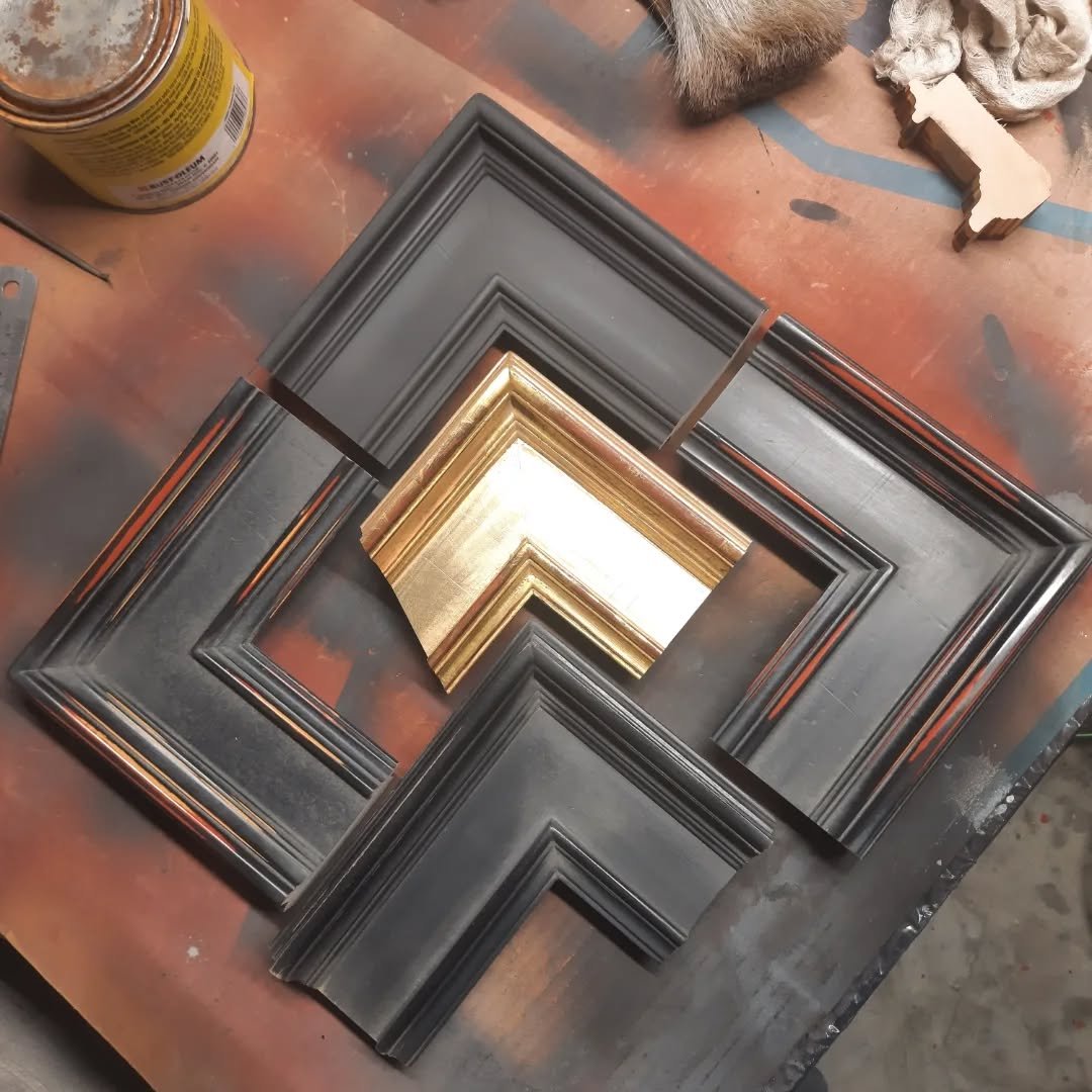 4 samples and one prototype finish. Top: Slate, (unfinished clay) for you to apply your own custome finish just the way you want it, black, red, ocher, white available; middle: 22kt gold; Left Rhodonite w/ocher; Right, Rhodonite; Bottom, prototype Eb