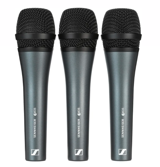 Sennheiser e 835 cardioid Dynamic Microphones 3-pack