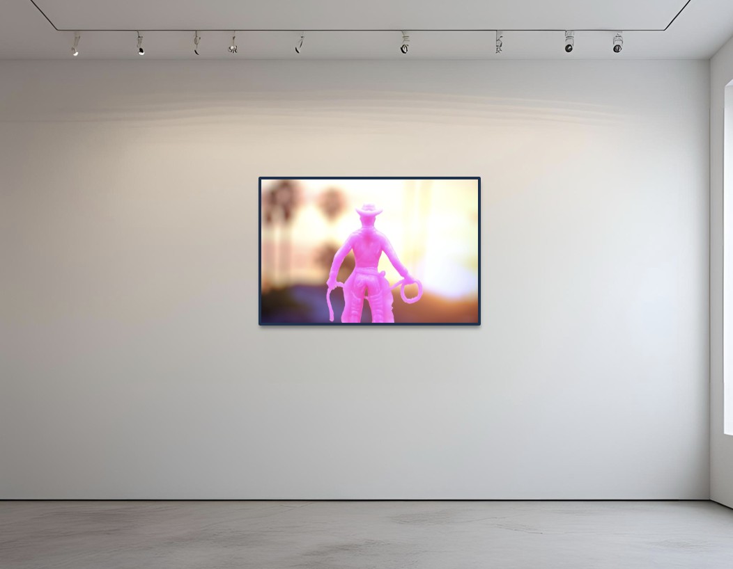 Pink cowboy watching the sunset.