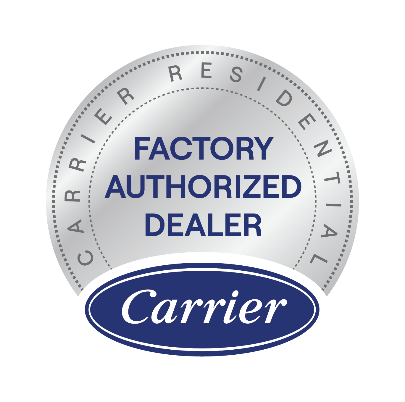 Seal indicating factory authorized dealer for Carrier.