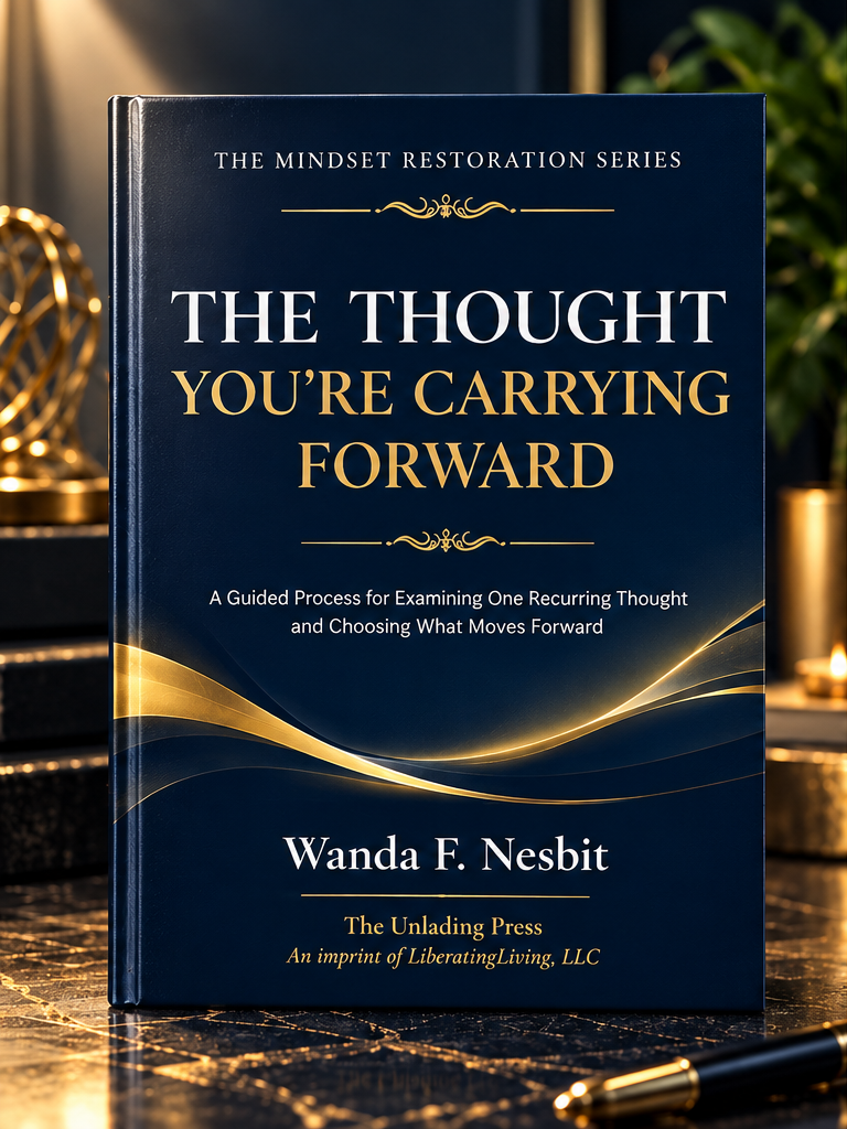 Full book-cover mockup of The Thought You’re Carrying Forward by Wanda F. Nesbit