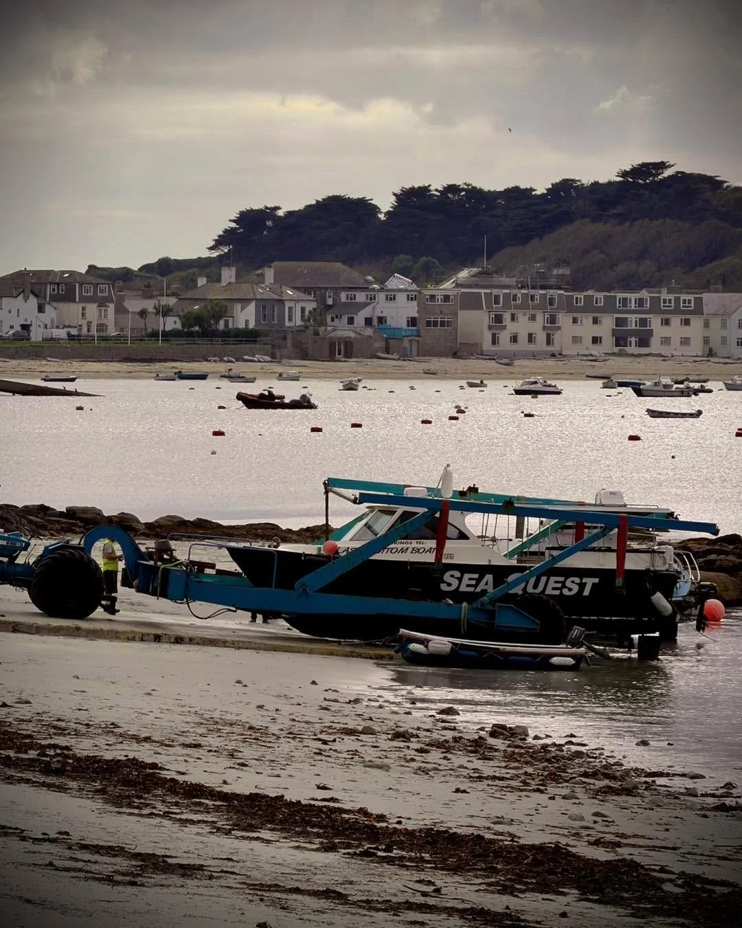Here she is being lifted out for the end of the season!  #boats #endofseason #boatlife #seaquest #IslesOfScilly