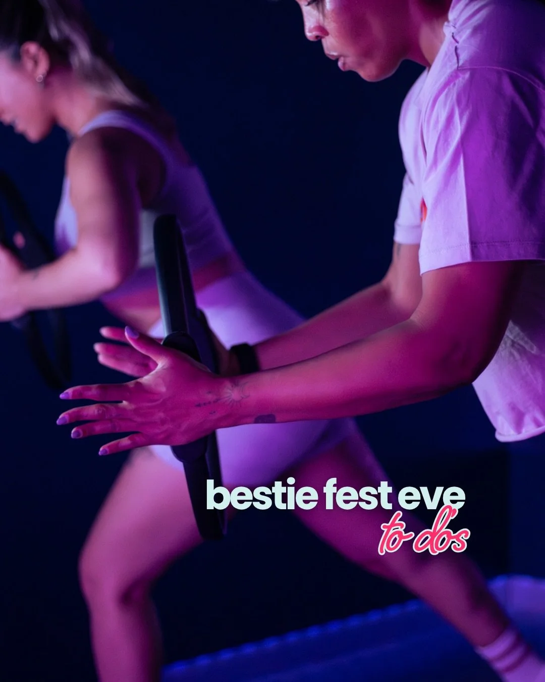 Your to-do&rsquo;s for BESTIE FEST kicking off this Saturday!

1️⃣you and your bestie get signed up for all 4 of your classes and don&rsquo;t forget your buddy recovery session

2️⃣make sure to mark off your classes and recovery session on our accoun