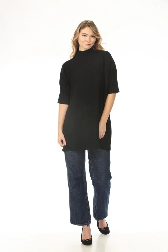 Calista Rib Sleeve Mock Neck Tunic