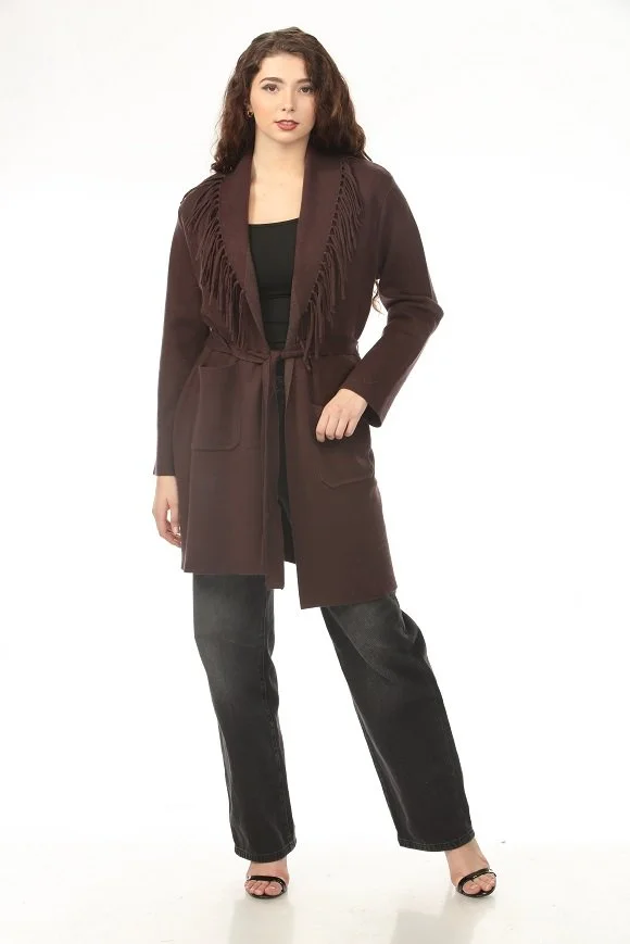 Arden Fringe Belted Knit Coatigan