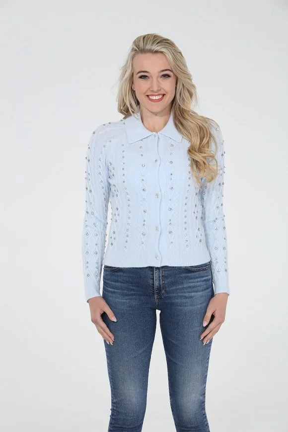 Maribel Embellished Collar Knit Cardigan