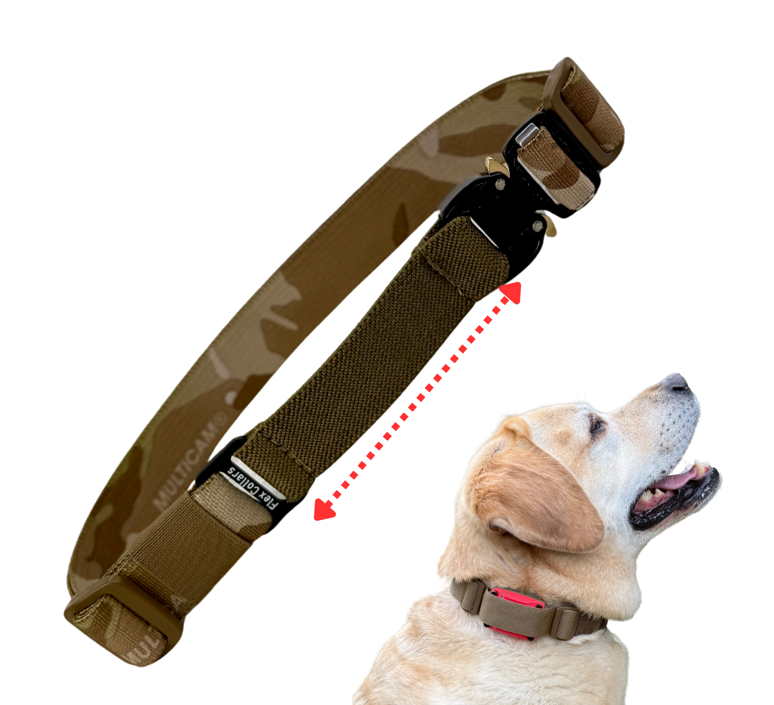Tactical Bungee E-collar Straps. Military-grade materials, AustriAlpin Quick Release Cobra Buckle. Elastic element for comfort. Colour Arid Dune
