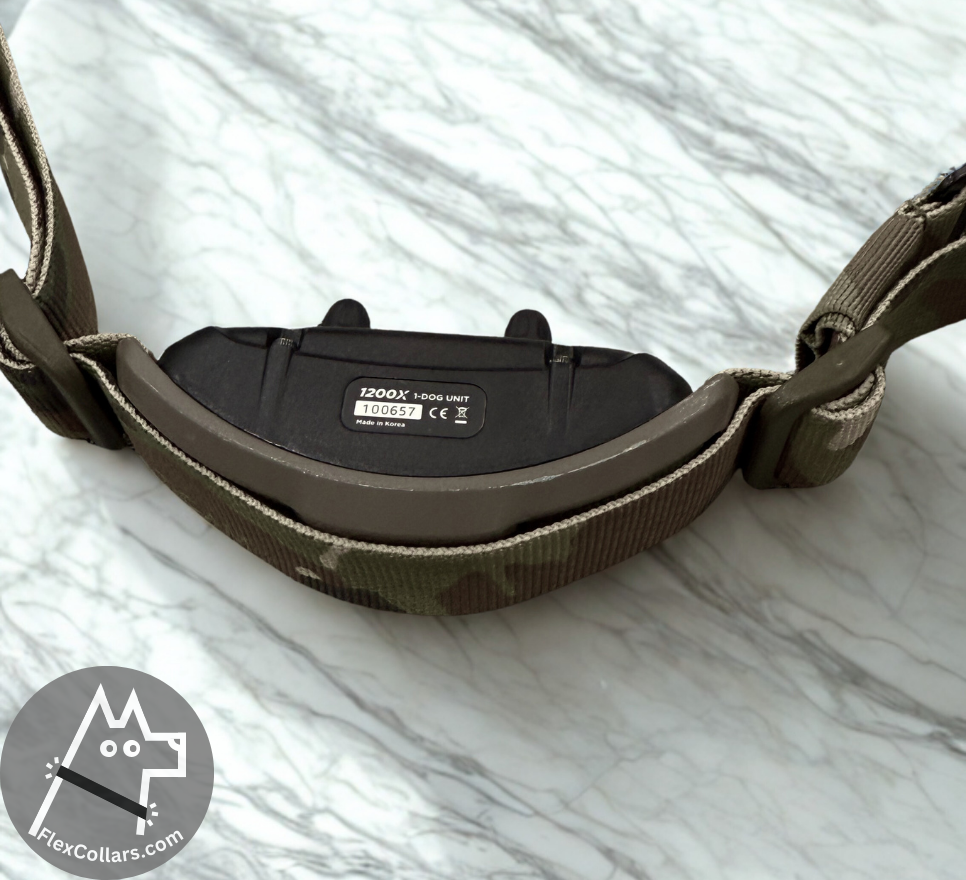 Super Heavy Bungee Collar E-collar Straps for dogs. Military-grade materials, AustriAlpin Quick Release Cobra Buckle. Elastic element for comfort. Colour Green Camouflage